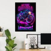 Poster Ma première voiture était une moto | vélo néon (Bureau à domicile)