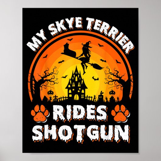 Poster Ma sorcière de chien Terrier Skye à cheval Hallowe (Devant)