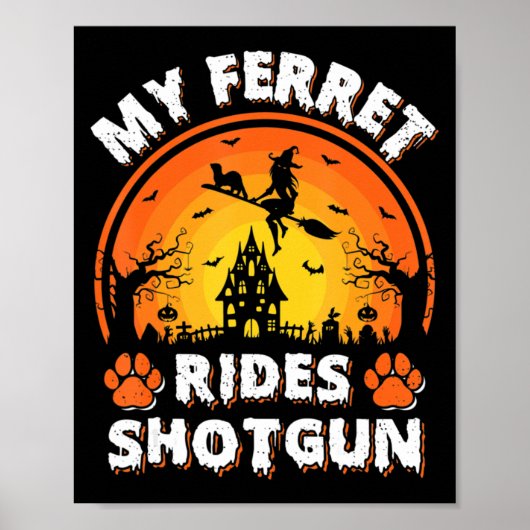 Poster Ma sorcière de monture de furet coup de fusil Fun (Devant)