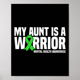 Poster Ma Tante Est Une Guerrière Vert Ruban Santé Mental