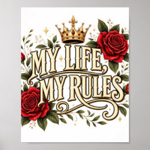 Poster Ma Vie Mes Règles Couronne de Rose Gothique Floral