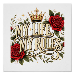Poster Ma Vie Mes Règles Couronne de Rose Gothique Floral