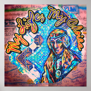 Poster Ma Vie, Mon Choix. Femme princière et fractale