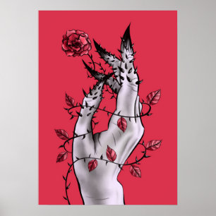 Poster Macabre Art Creepy Hand Red And Black Gothic