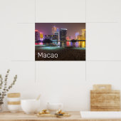 Poster Macao Casino Skyline Panorama Chine Nuit (Cuisine)