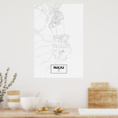Poster Macao, Chine (noir sur blanc) (Cuisine)