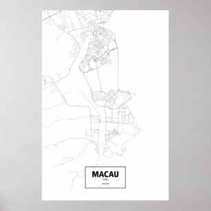 Poster Macao, Chine (noir sur blanc)