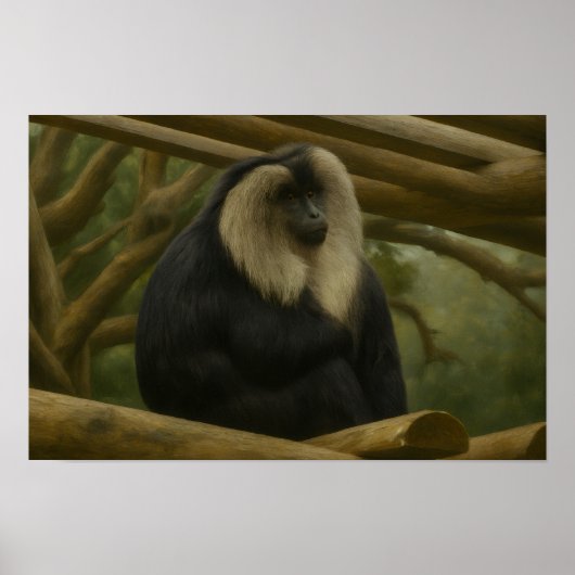 Poster Macaque à queue de lion dans le sanctuaire foresti (Devant)