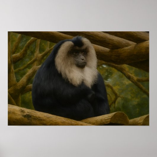 Poster Macaque à queue de lion dans le sanctuaire foresti (Devant)
