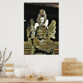 Poster Macaque sur une statue de temple (Cuisine)