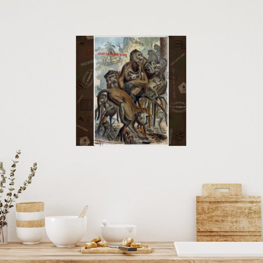 Poster Macaques pour un voyage responsable (Cuisine)