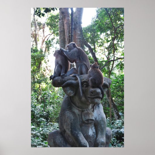 Poster Macaques sur un Bull...Statue (Devant)