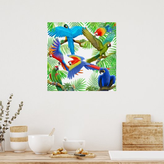Poster Macaw Oerwoud (Keuken)