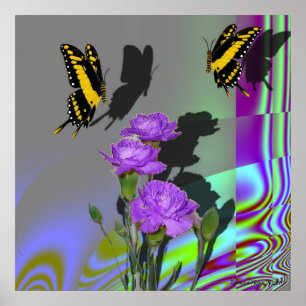 Poster Machaons et copie d'oeillets