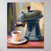 Poster Machine à café antique latte aquarelle (Devant)