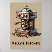 Poster Machine à café vintage avec nom personnalisé (Devant)