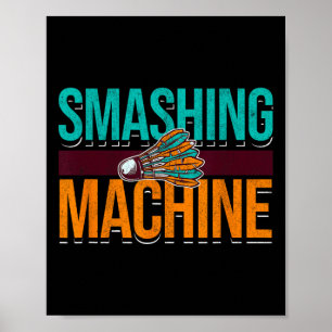 Poster Machine à casser Navette Retro Birdie Badminton