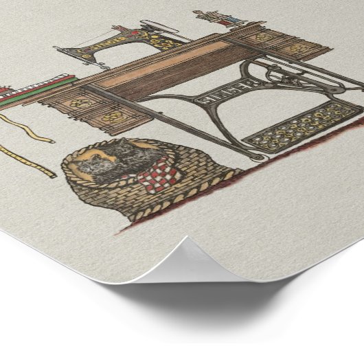 Poster Machine à coudre et chatons (Coin)