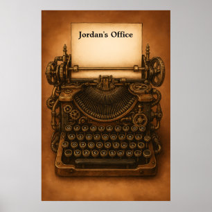 Poster Machine à écrire Steampunk Rétro Vintage Ère Victo