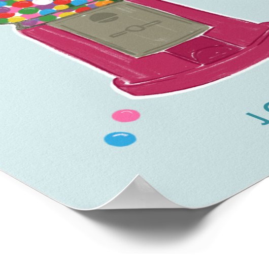 Poster Machine à gumball rose bonbon gomme à bulles Perso (Coin)