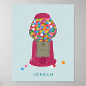Poster Machine à gumball rose bonbon gomme à bulles Perso (Devant)