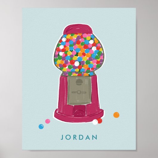 Poster Machine à gumball rose bonbon gomme à bulles Perso (Devant)
