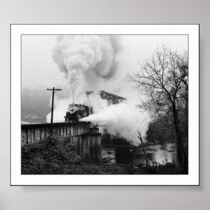 Poster Machine à vapeur trouvant un pont