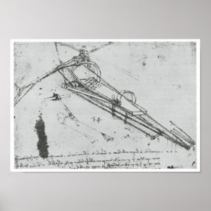 Poster Machine à voler, Leonardo da Vinci, 1490