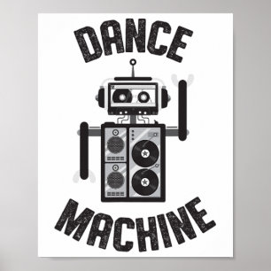 Poster Machine de danse Robot Vintage Retro 80s
