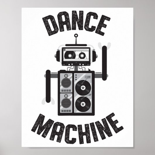 Poster Machine de danse Robot Vintage Retro 80s (Devant)