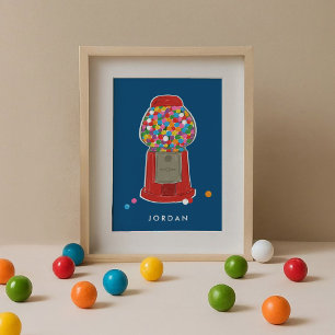 Poster Machine de gumball rouge bonbons Bubble gomme pers