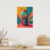 Poster Machine de gumball spatial rétro : Pop Art (Cuisine)