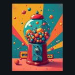 Poster Machine de gumball spatial rétro : Pop Art<br><div class="desc">Au coeur de cette oeuvre d'art vivante se trouve la machine de Gumball Cosmique, un portail vers un monde où la nostalgie rétro côtoie les merveilles de l'univers. Ce n'est pas n'importe quelle machine de gumball, c'est une sculpture fantastique de Pop Art, réinventée comme un système solaire couleur bonbon. A...</div>