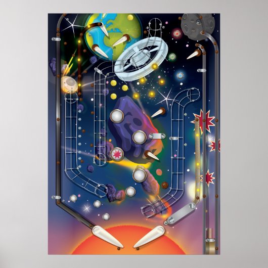 Poster Machine Super Space Pinball (Devant)