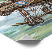 Poster Machine volante biplan Steampunk Vickers (Coin)