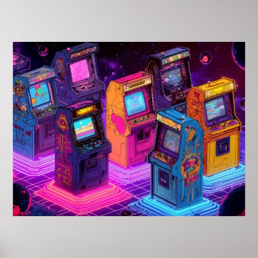Poster Machines de jeux vidéo rétro (Devant)