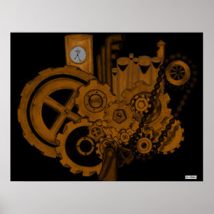 Poster Machines de Steampunk (cuivre)