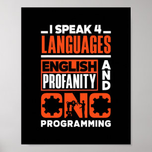 Poster Machiniste Cnc Métalworker Machining I Speed 4