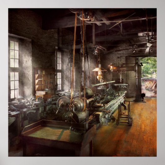 Poster Machiniste - Lathe - A long lathe (Devant)