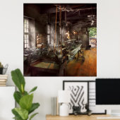 Poster Machiniste - Lathe - A long lathe (Bureau à domicile)