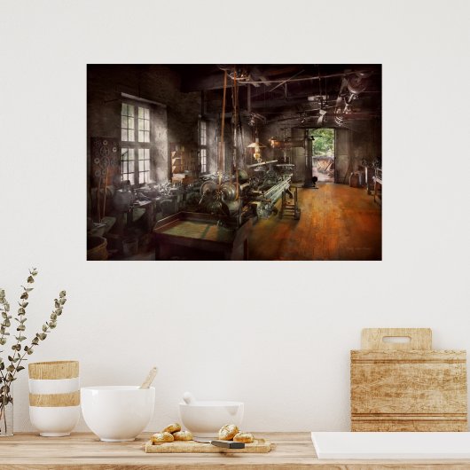 Poster Machiniste - Lathe - A long lathe (Cuisine)