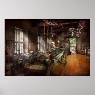 Poster Machiniste - Lathe - A long lathe