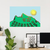POSTER MACHU PICCHU MODERNE CUSCO PEROU DESSIN (Bureau à domicile)