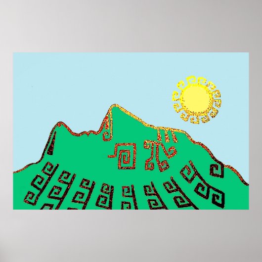 POSTER MACHU PICCHU MODERNE CUSCO PEROU DESSIN (Devant)