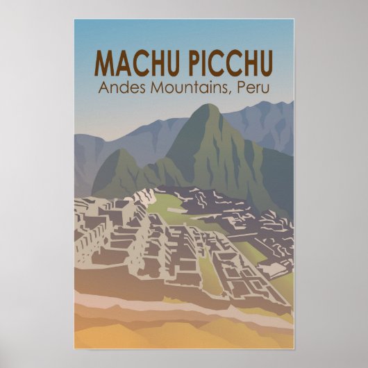 Poster Machu Picchu Pérou Voyage Art Rétro (Devant)