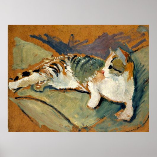 Poster Macke - Chat sur le Coussin vert (Devant)