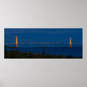 Poster Mackinac Bridge at Night, Michigan