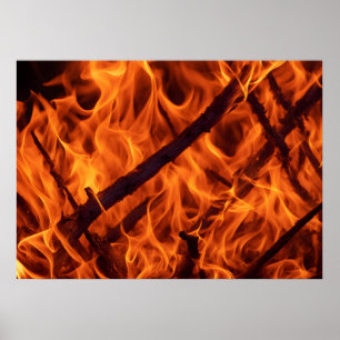 Poster Macro de flamme de feu dans la cheminée