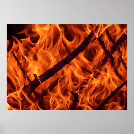 Poster Macro de flamme de feu dans la cheminée (Devant)