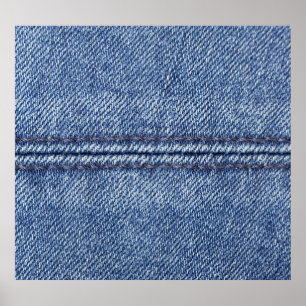 Poster Macro Dénim Bleu, Texture Gros Plan.